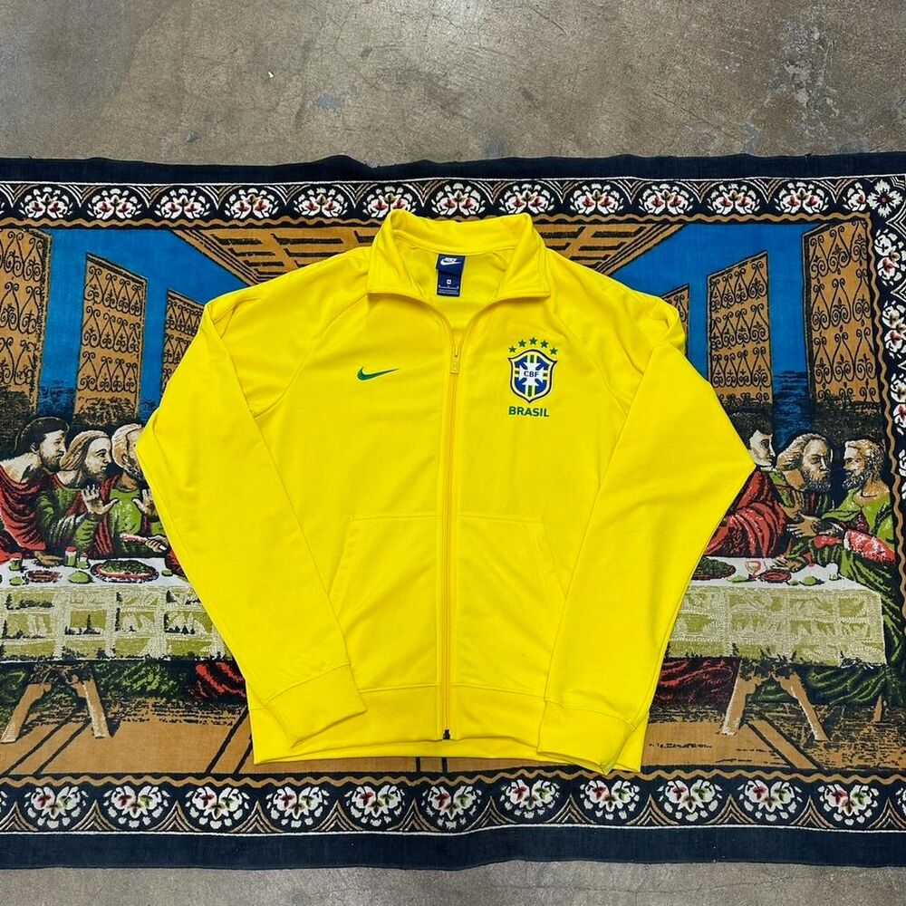 Vintage Nike Brazil yellow track jacket Size medium Soccer World Cup embroidered